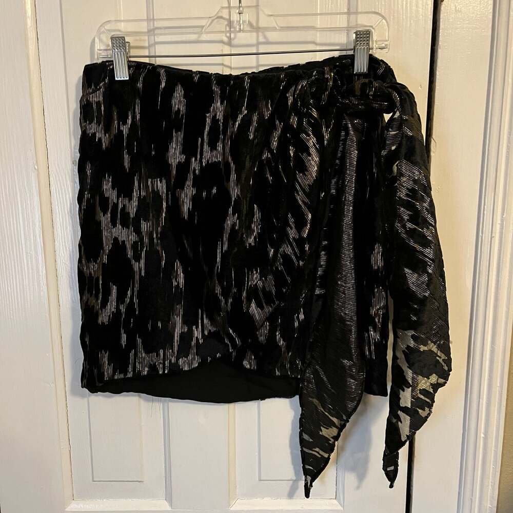 Bardot Black and Gold Lurex Leopard Ariella Mini Skirt Small 6 - Picture 2 of 9